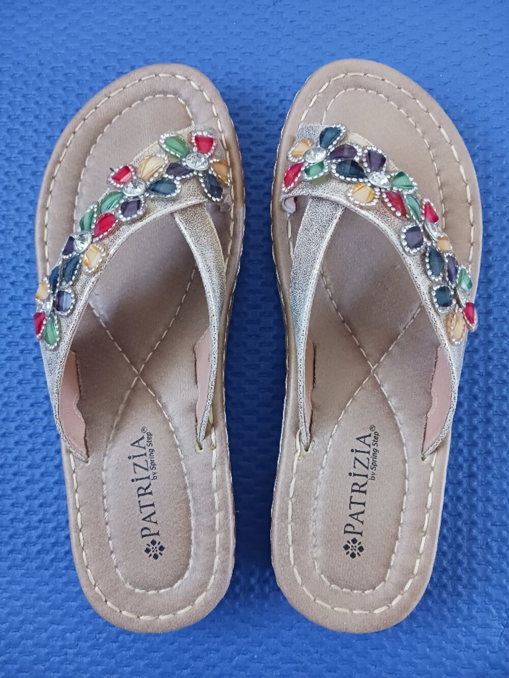 PATRIZIA by Spring Step Tan with Floralk Straps Sandles